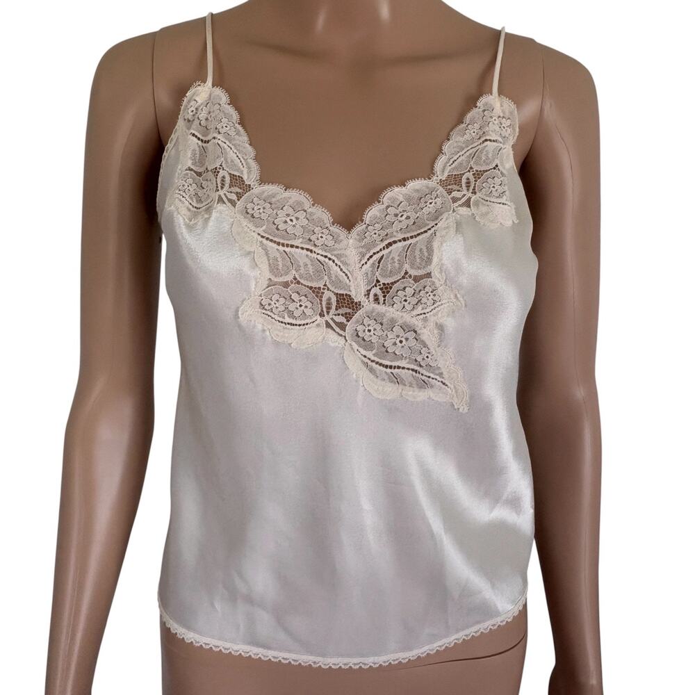 Vintage Escapades Ivory Satin Lace Cami Petite Dainty Coquette Soft Girl Top